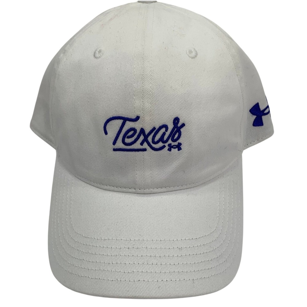 Texas Baseball Cap White Blue Under Armour Adjustable Hat Men's New NWT